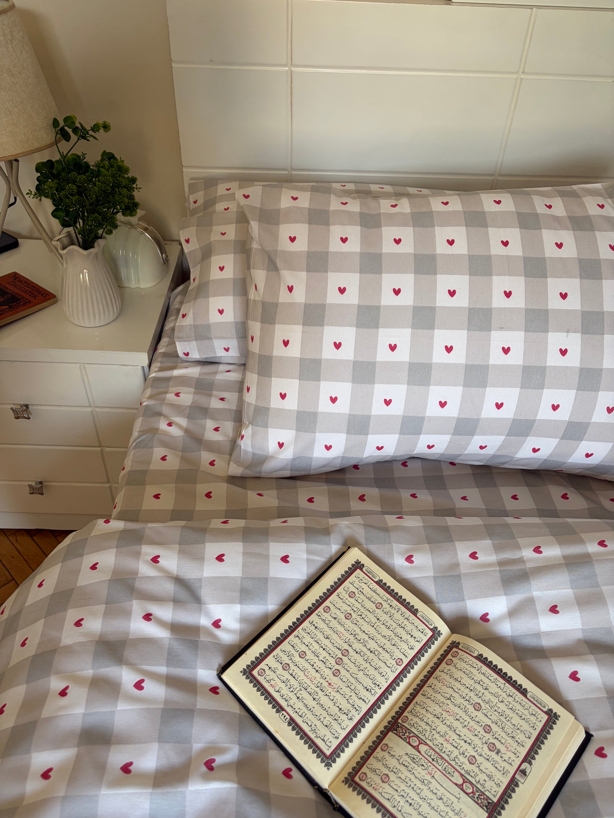 Sweet heart Grey Duvet Cover🩶